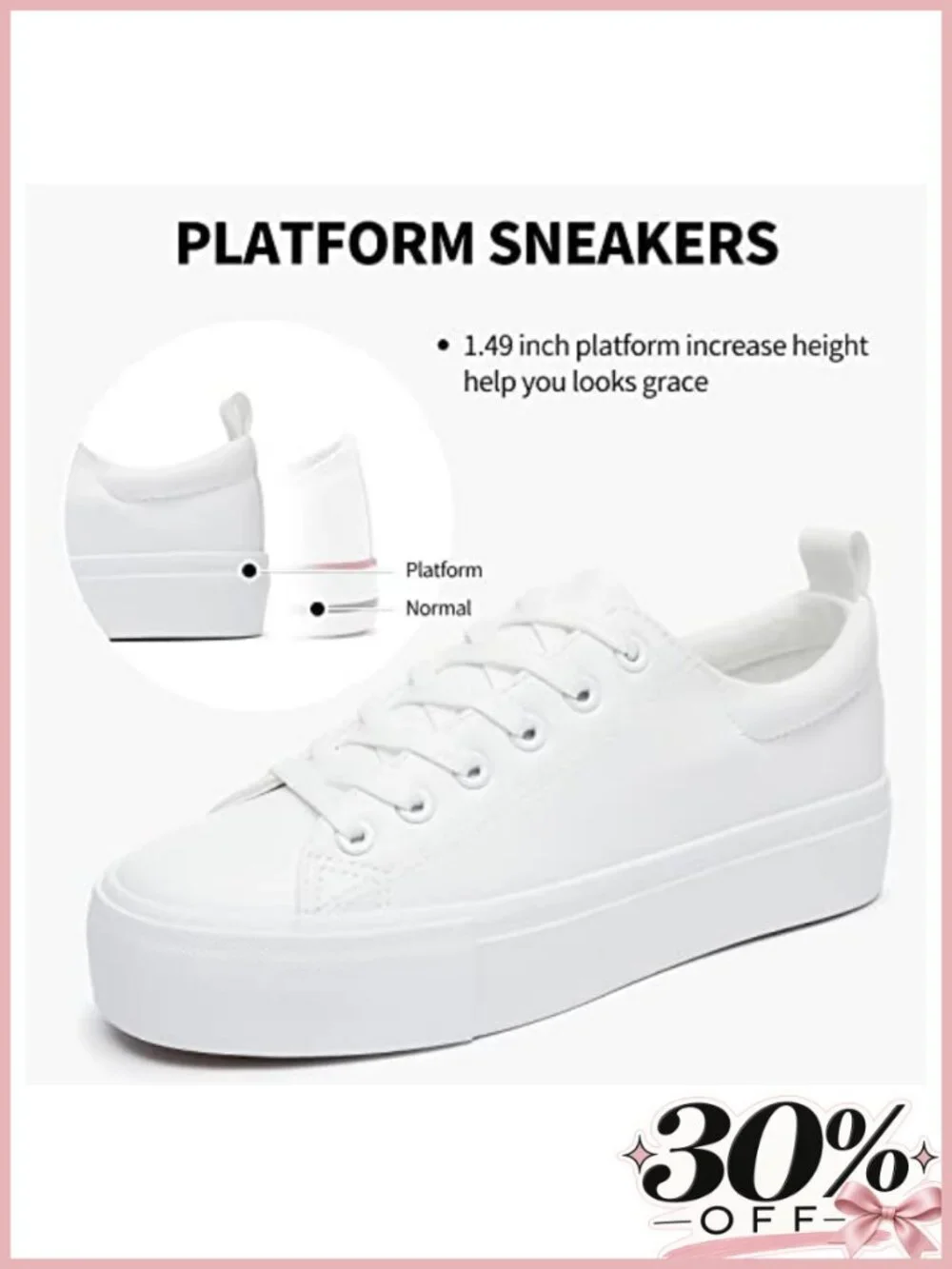 SERNIAL Womens Platform Sneakers Faux Leather Water Resistant Slip Resistant